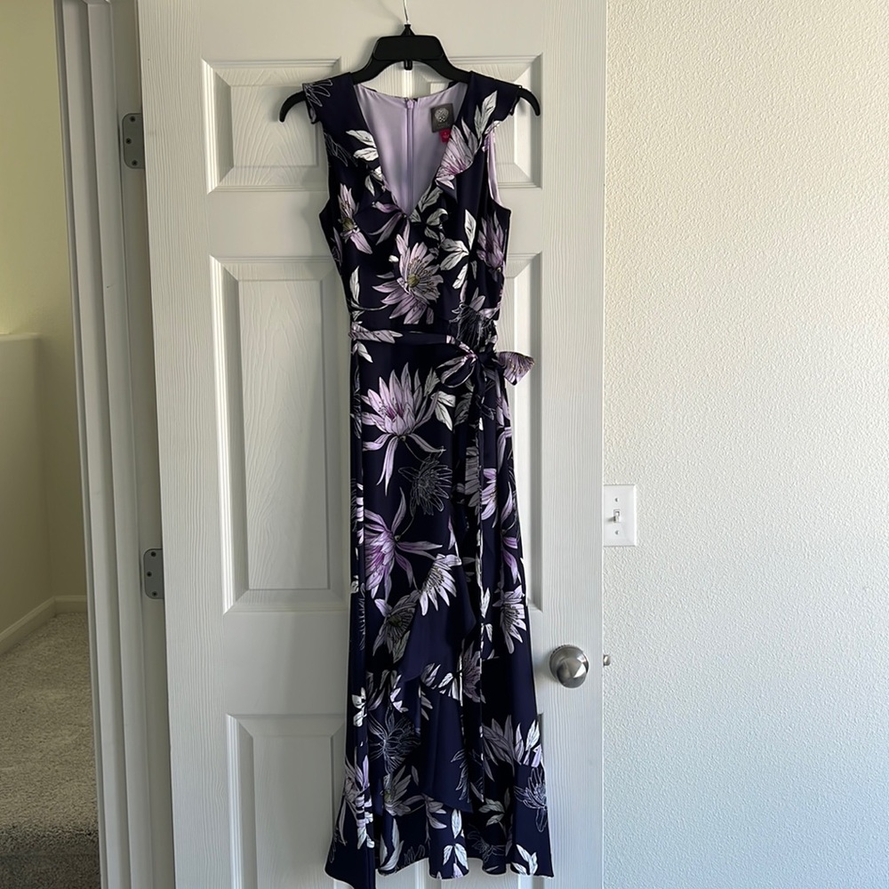 Vince Camuto Floral Belted Ruffle Faux Wrap Dress